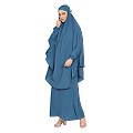 Two piece Jilbab with inner abaya - French Blue 	Two piece Jilbab with inner abaya - French Blue